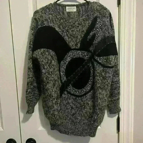Adolfo collectible vintage sweater with shoulder pads, size L - Picture 1 of 9